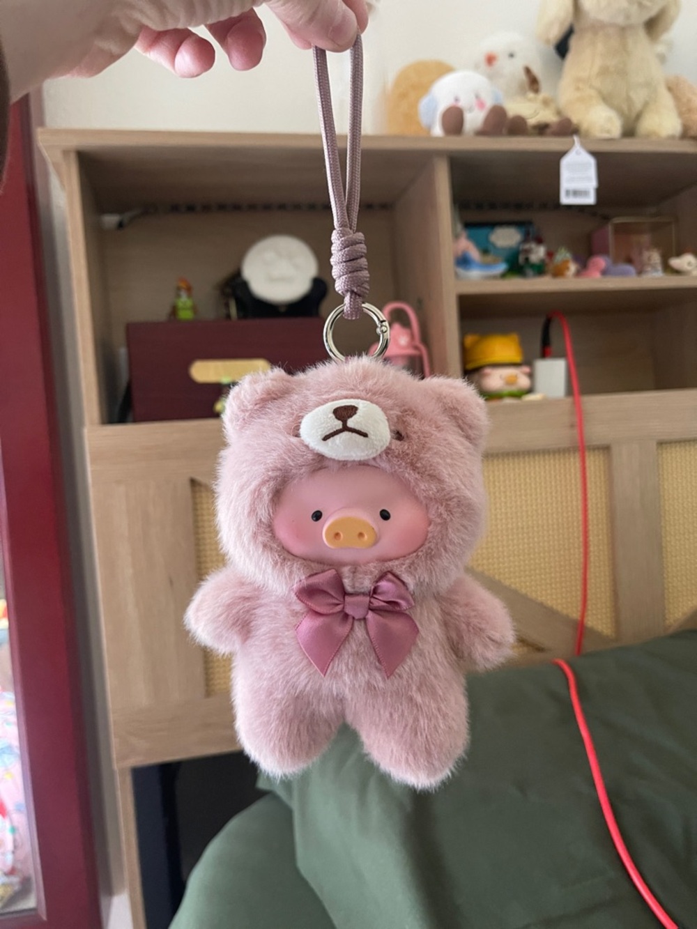 Plush Pink Bear-Pig Keychain Charm for Kids